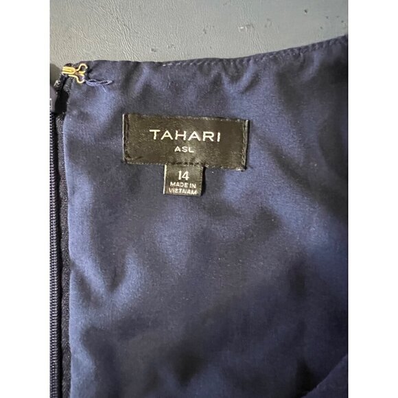 Tahari ASL Navy Blue Sleeveless Sheath Dress Size 14 - Picture 3 of 13